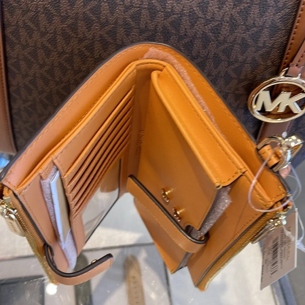 MICHAEL KORS JST LG DOUBLE ZIP WRISTLET WALLET PHONE HOLDER Cider Multi NWT